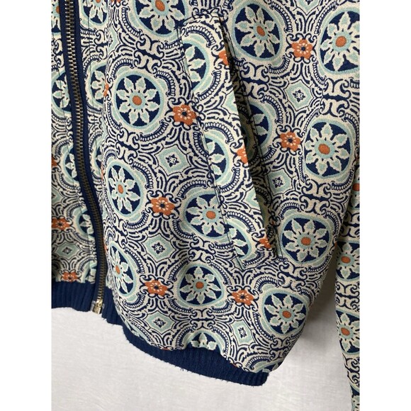 ABOUT A GIRL Jacket Lightweight Zip Floral Geometric Long Sleeve Womens XS Blue - Picture 10 of 12